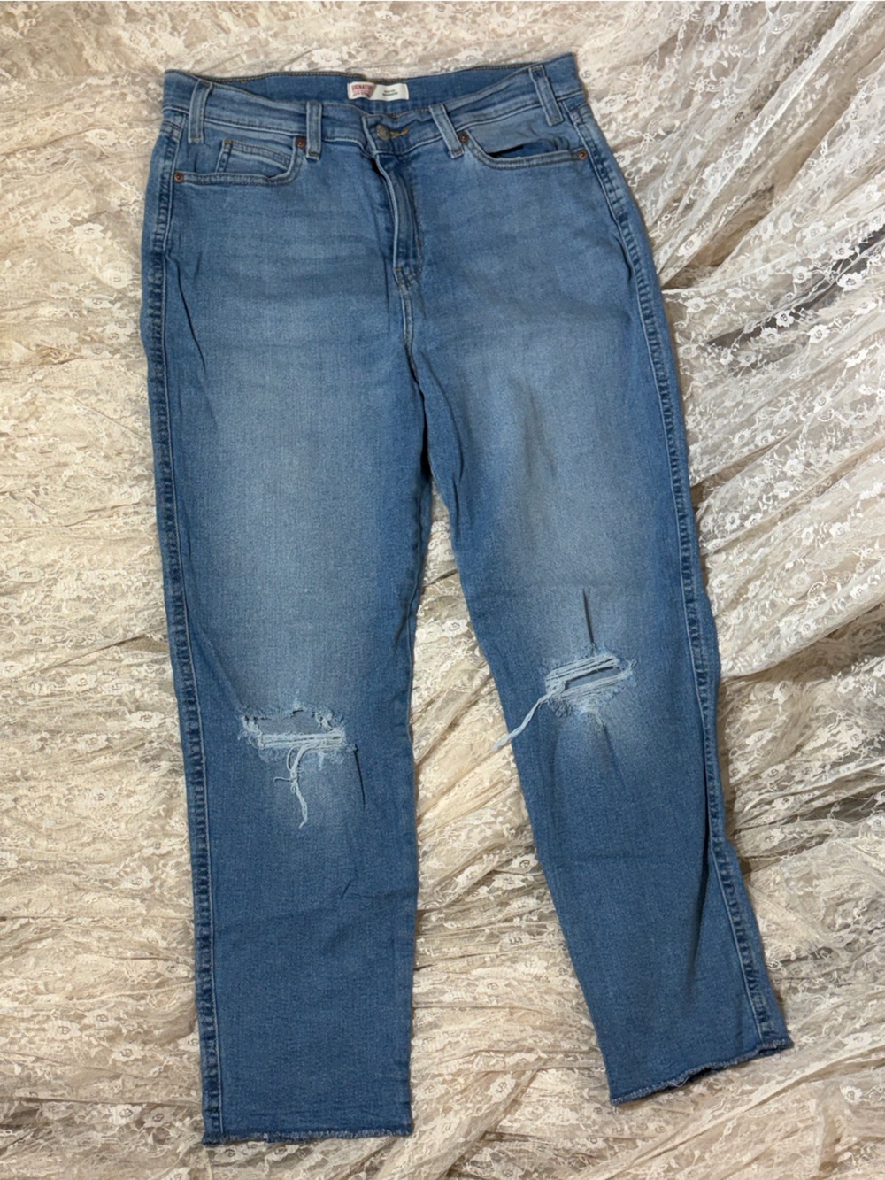 Levi's Light Blue Distressed Boyfriend Jeans